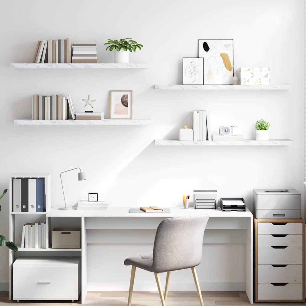 vidaXL Ράφι Τοίχου Επιτοίχιο 4 pcs Λευκό Μάρμαρο 120 x 23,5 x 4 εκ