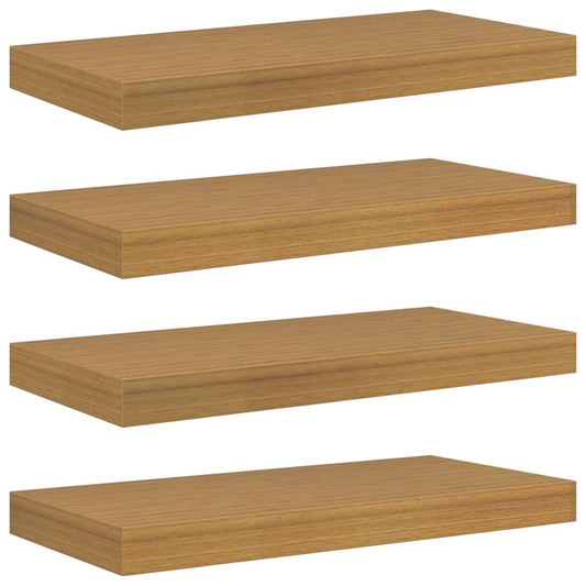vidaXL Ράφι Τοίχου 4 τμχ. Μπεζ 50 x 23,5 x 3,8 εκ Επεξεργασμένο Ξύλο