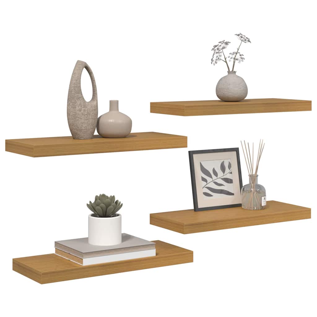 vidaXL Ράφι Τοίχου 4 pcs Μπεζ 50 x 23 x 4 εκ. Επεξεργασμένο ξύλο