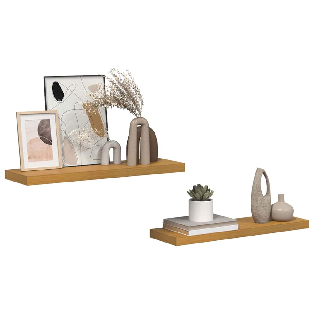 vidaXL Ράφι Τοίχου 2 pcs Μπεζ 90 x 23,5 x 4 εκ Επεξεργασμένο ξύλο