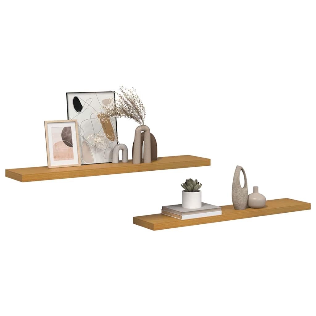 vidaXL Ράφι Τοίχου 2 pcs Μπεζ 120 x 23,5 x 4 εκ Επεξεργασμένο ξύλο
