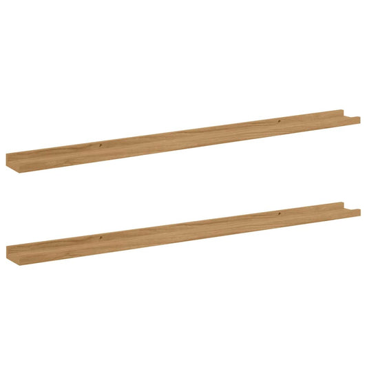 vidaXL Ράφι Τοίχου 2 τμχ. Καφέ 115 x 9 x 3 cm Επεξεργασμένο Ξύλο