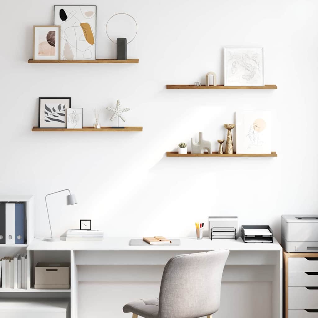 vidaXL Ράφι Τοίχου με ράφι 4 pcs Καφέ 80 x 9 x 3 cm Επεξεργασμένο ξύλο