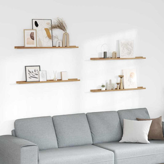 vidaXL Ράφι Τοίχου 4 pcs Καφέ 100 x 9 x 3 cm Επεξεργασμένο ξύλο