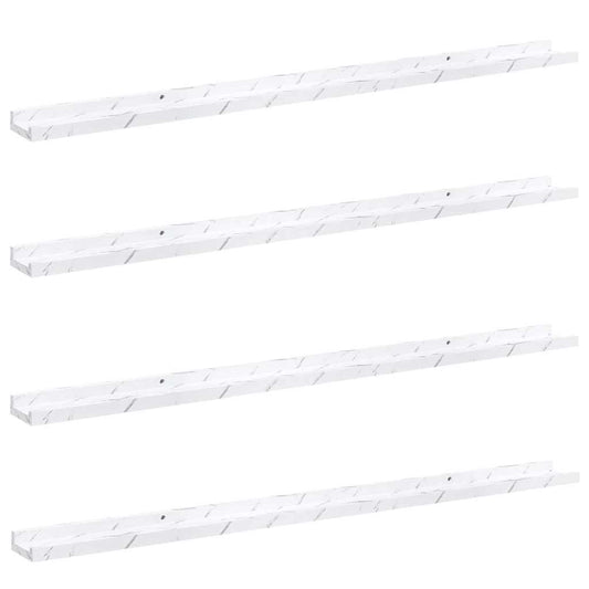 vidaXL Ράφι Τοίχου με ράφι 4 pcs Λευκό Μάρμαρο 115 x 9 x 3 cm