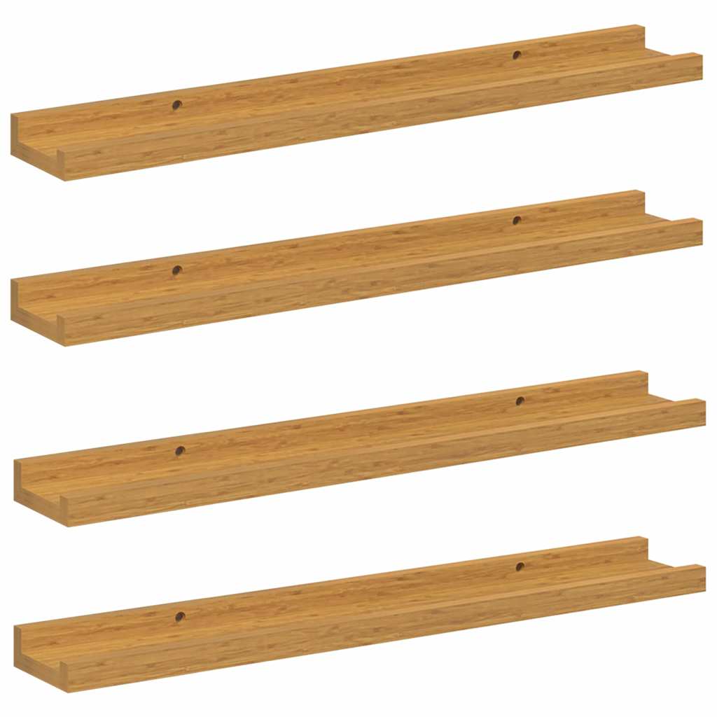 vidaXL Ράφι Τοίχου με ράφι 4 pcs Μπεζ 60 x 9 x 3 cm Επεξεργασμένο ξύλο