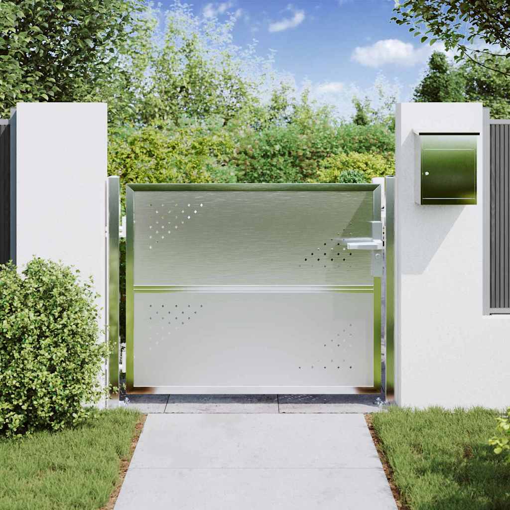 vidaXL Πύλη Κήπου με κλειδαριά Ασημί 85 x 70 εκ. Ανοξείδωτο ατσάλι