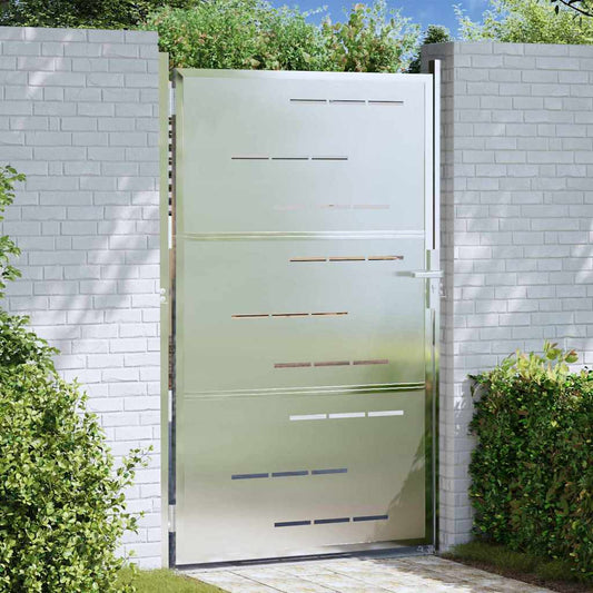 vidaXL Πύλη Κήπου 85 x 120 εκ. Ανοξείδωτο Ατσάλι Ασημί Κλειδώσιμο