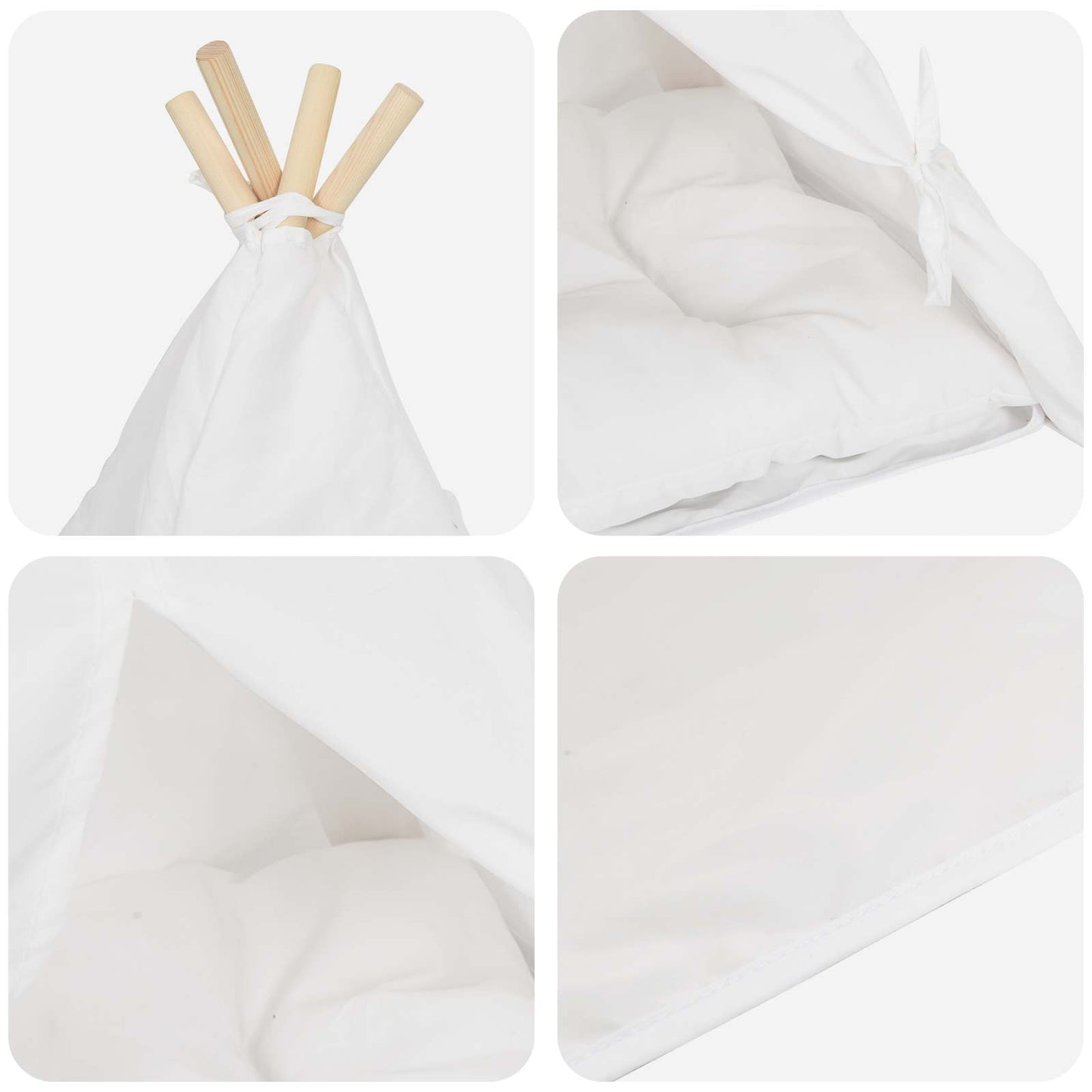 vidaXL Teepee για κατοικίδια με μαξιλάρι Λευκό 50 x 50 x 60 cm