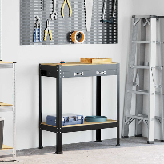 vidaXL Εργασιακά Παγκάκια Μαύρο 81 x 41 x 145 εκ. Επεξεργασμένο ξύλο