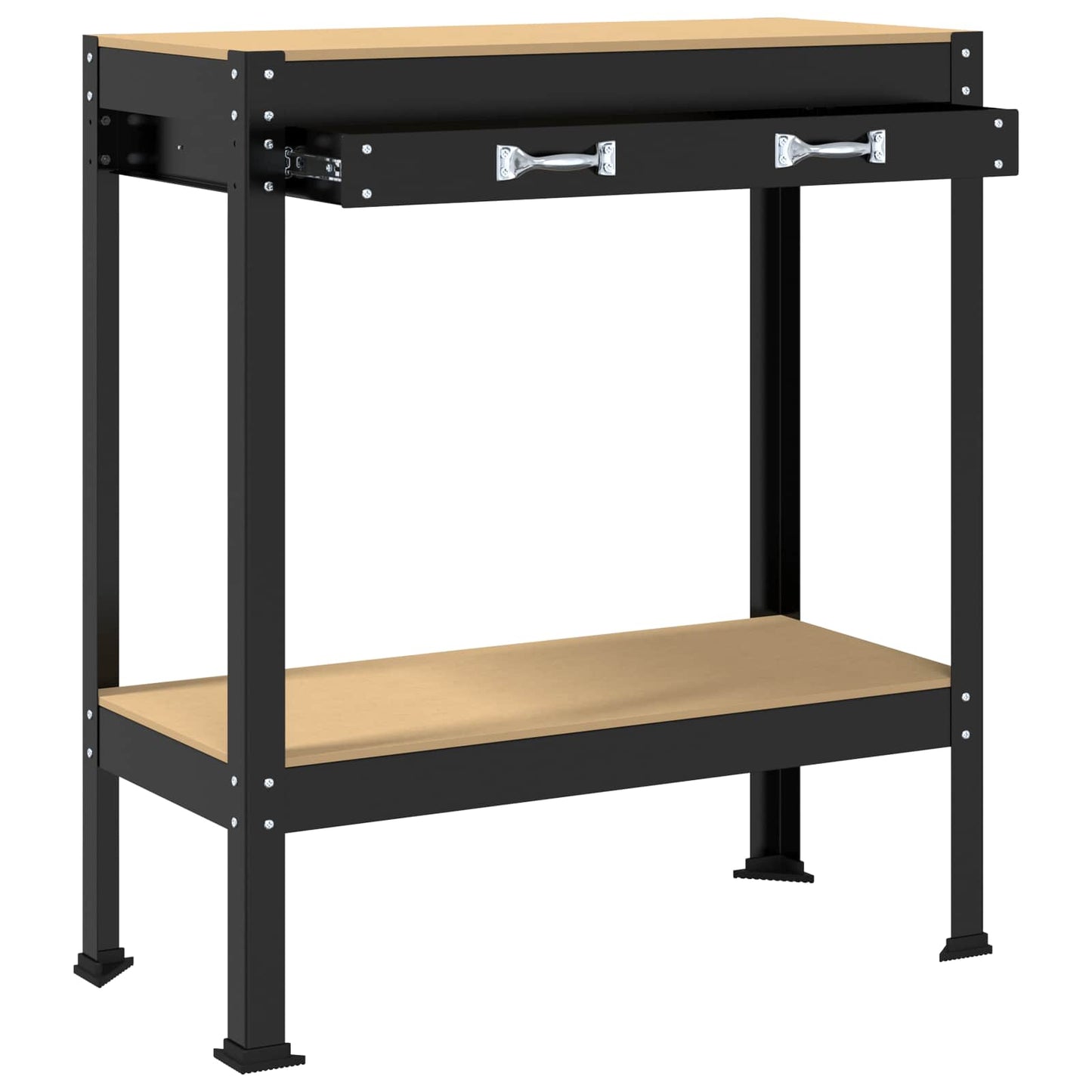 vidaXL Εργασιακά Παγκάκια Μαύρο 81 x 41 x 145 εκ. Επεξεργασμένο ξύλο