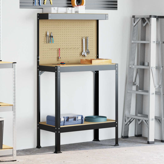 vidaXL Εργασιακά Παγκάκια Μαύρο 81 x 41 x 145 εκ. Επεξεργασμένο ξύλο