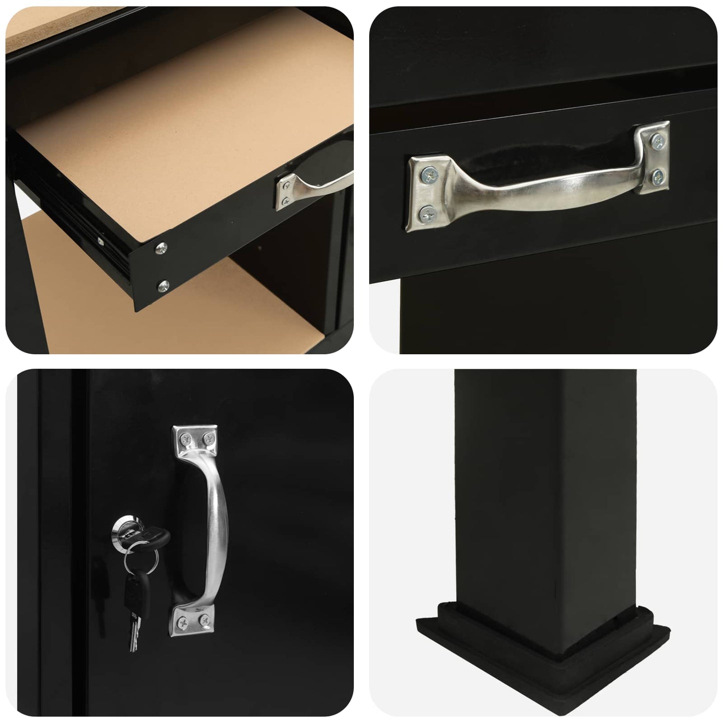 vidaXL Εργασιακά Παγκάκια Μαύρο 81 x 41 x 145 εκ. Επεξεργασμένο ξύλο