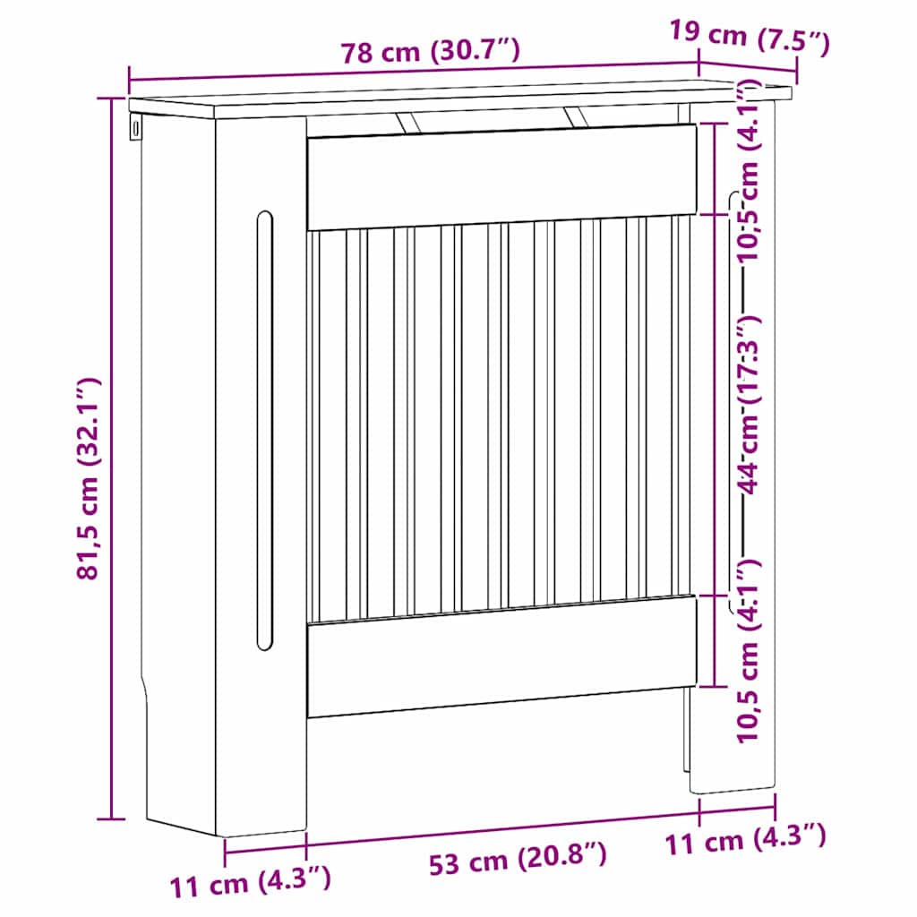 vidaXL Καπάκι Καλοριφέρ Παλιό Ξύλο 78 x 19 x 81,5 cm