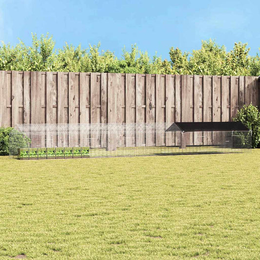 vidaXL Κλουβί Κουνελιού Ασημί 400 x 78 x 78 εκ. Επικαλυμμένος Χάλυβας