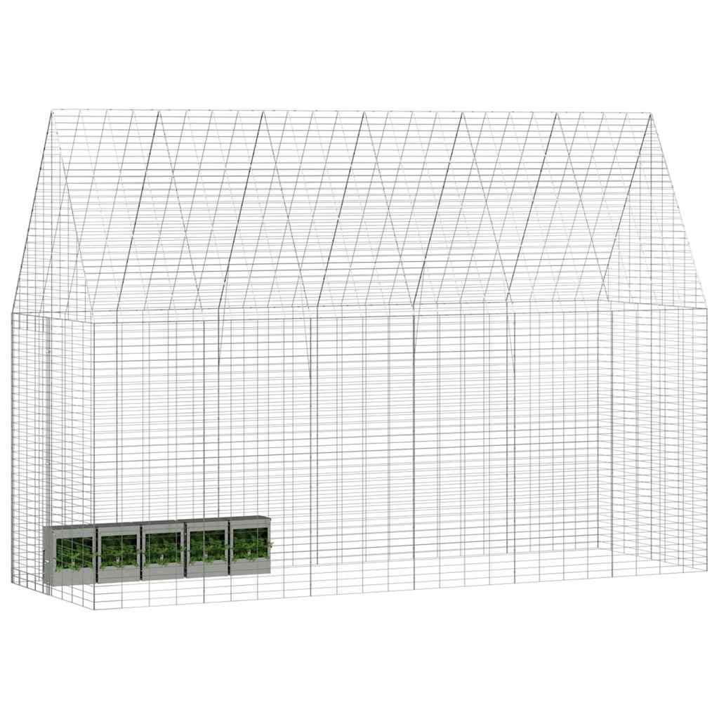 vidaXL Κλουβί Κουνελιού Ασημί 300 x 100 x 210 εκ.