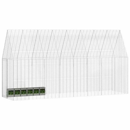 vidaXL Κλουβί Κουνελιού Ασημί 400 x 100 x 210 εκ.
