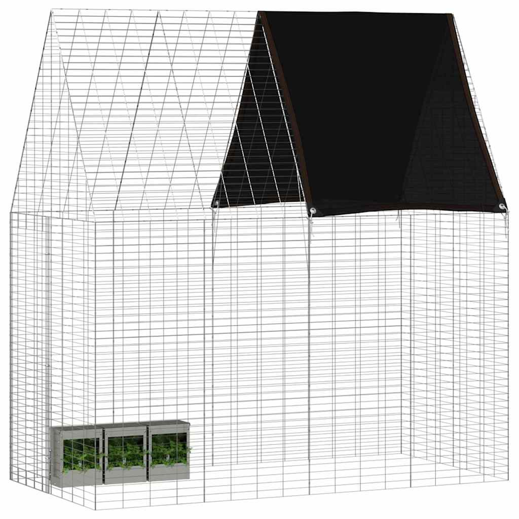 vidaXL Κλουβί Κουνελιού Ασημί 200 x 100 x 210 εκ.