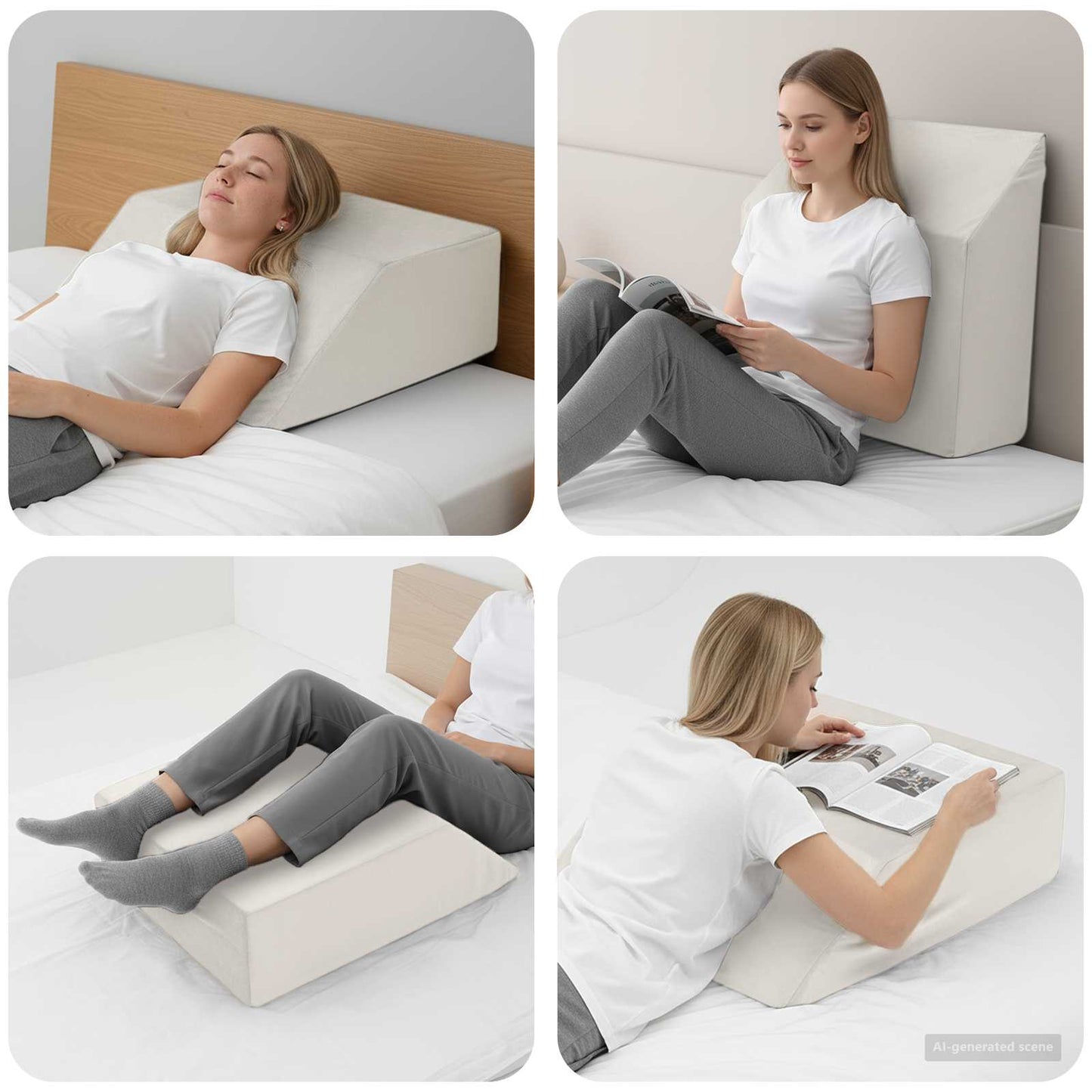vidaXL Μαξιλάρι Ποδιών 63 x 52 x 19,5 εκ Σφιχτό PU Αφρός Λευκό