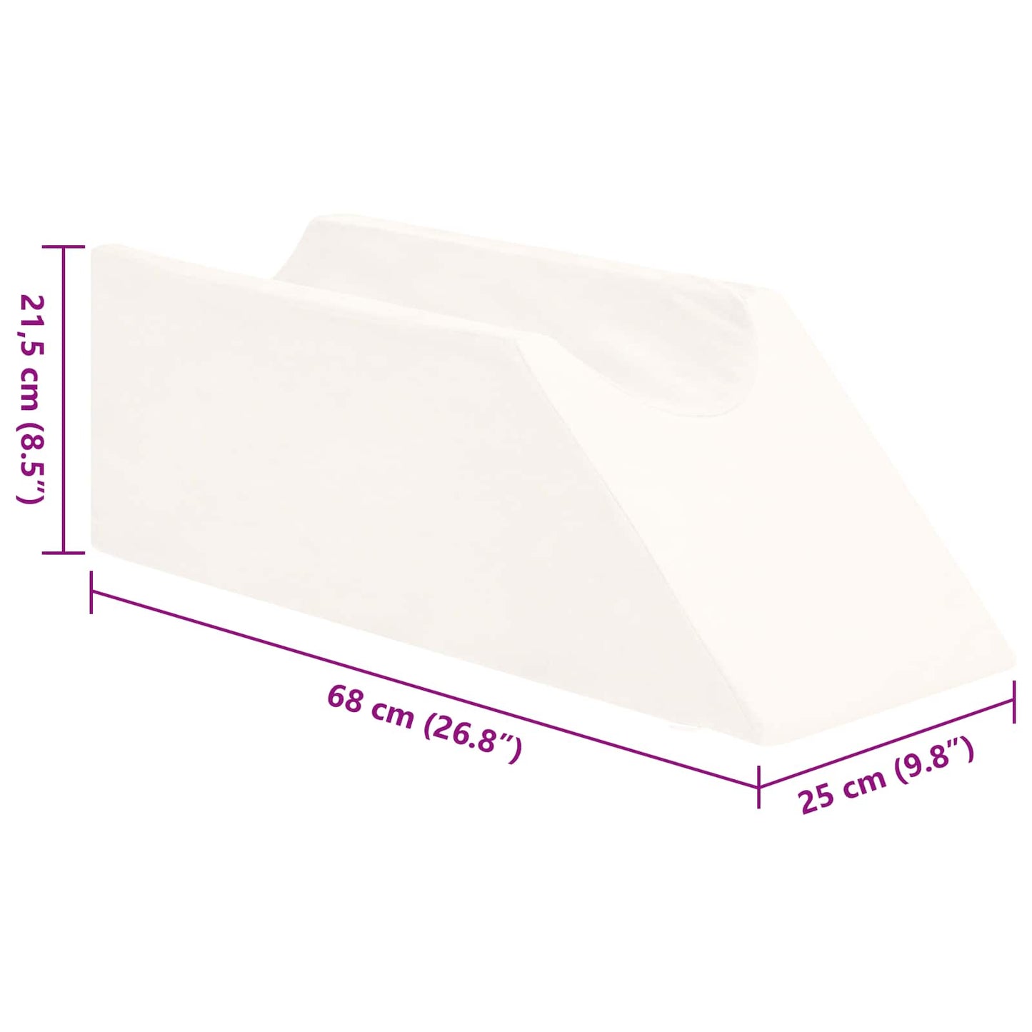 vidaXL Μαξιλάρι Ποδιών 68 x 25 x 21,5 εκ Σφιχτό PU Αφρός Λευκό