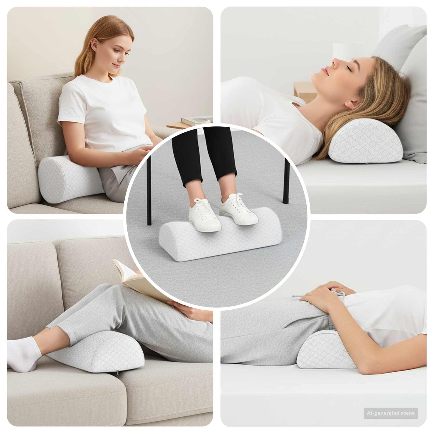 vidaXL Μαξιλάρι Ποδιών 52 x 20 x 12 εκ Μεσαίο Αφρός Μνήμης Λευκό