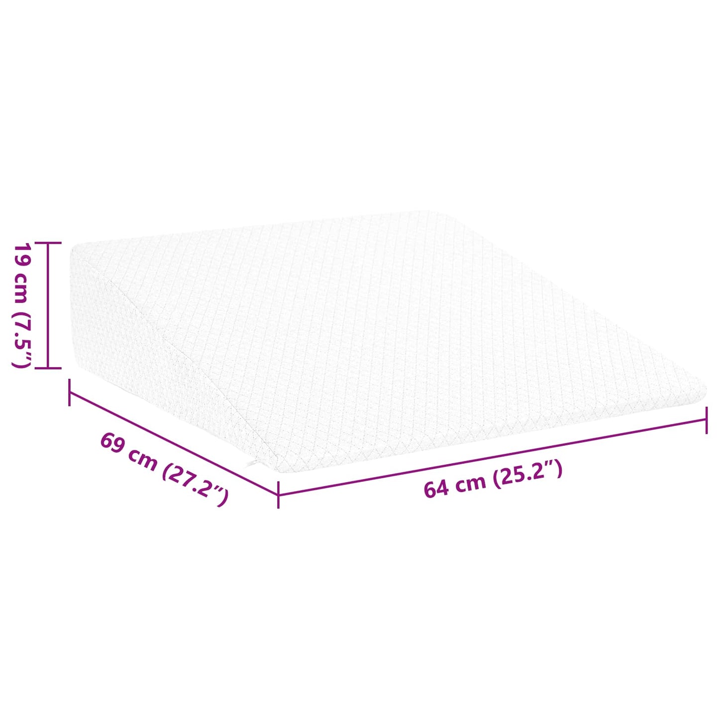vidaXL Μαξιλάρι Γωνίας 69 x 64 x 19 εκ. Μεσαίο Αφρός Μνήμης Λευκό