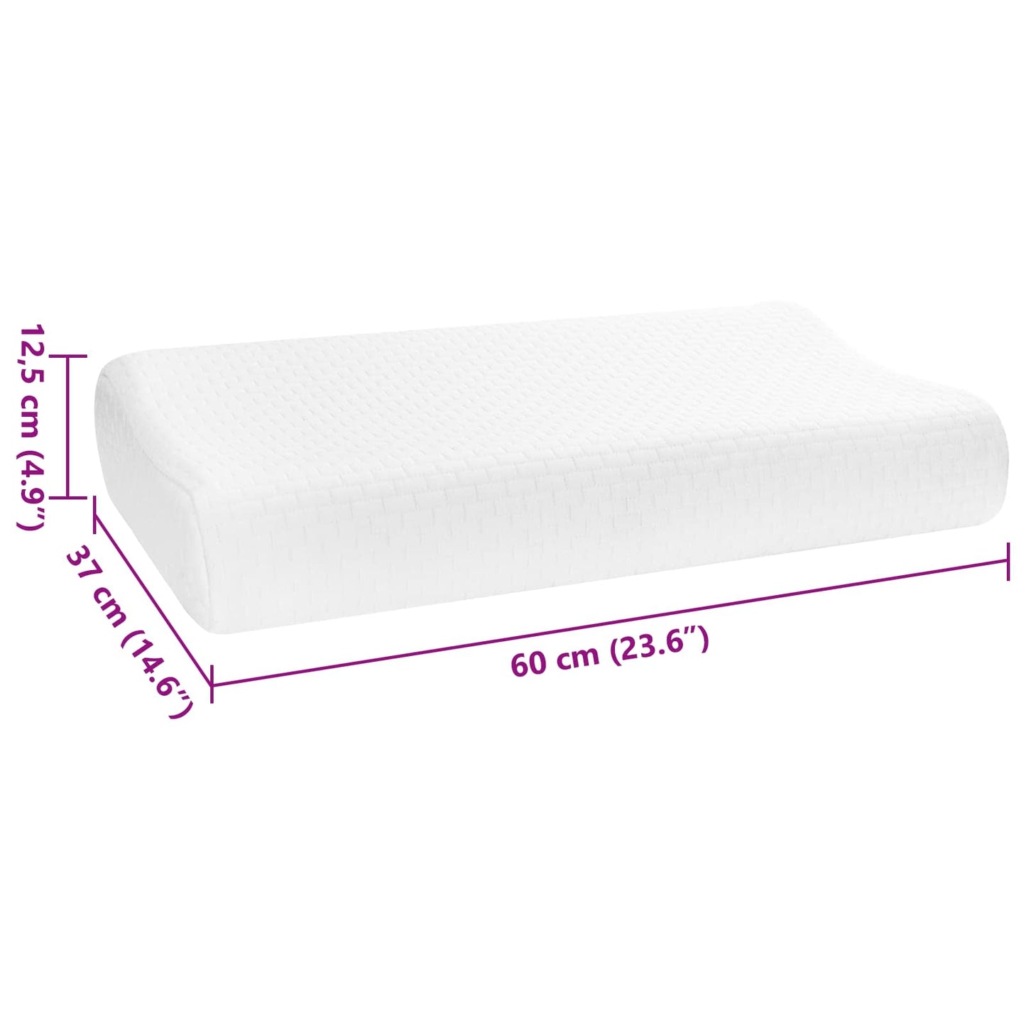 vidaXL Μαξιλάρι Ύπνου 60 x 37 x 12,5 εκ Μεσαίο Αφρός Μνήμης Λευκό