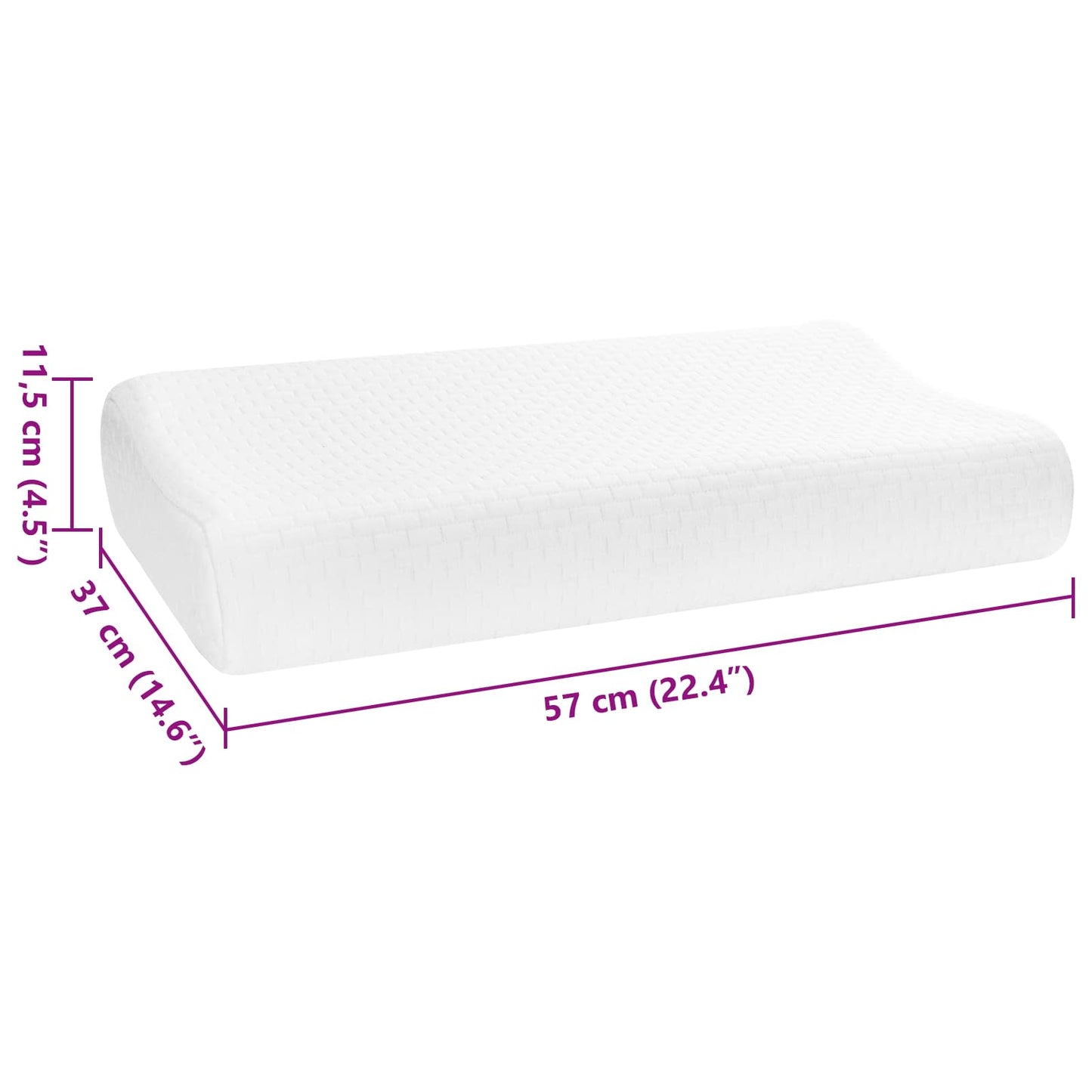vidaXL Μαξιλάρι Ύπνου 57 x 37 x 11,5 εκ. Μεσαίο Αφρός Μνήμης Λευκό