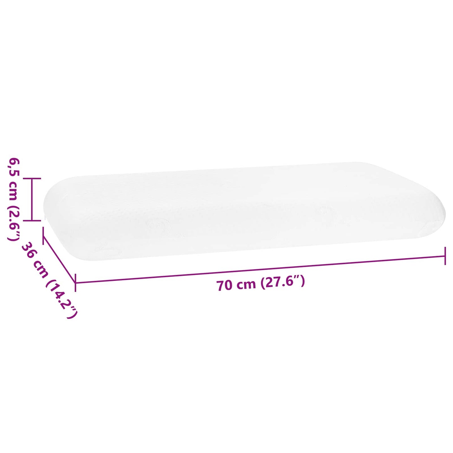 vidaXL Μαξιλάρι Ύπνου 70 x 36 x 6,5 εκ Μεσαίο Αφρός Μνήμης Λευκό