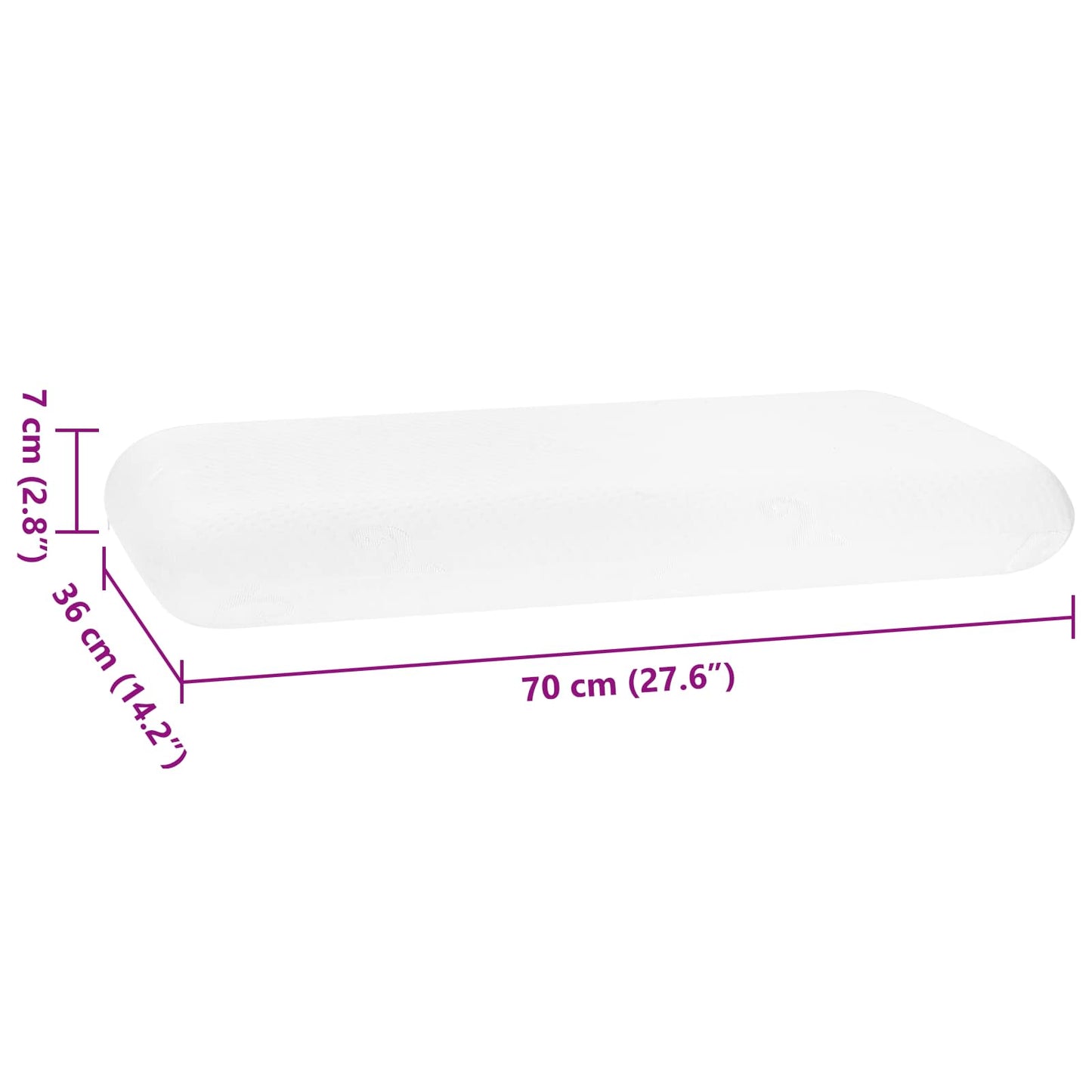 vidaXL Μαξιλάρι Ύπνου 70 x 36 x 7 εκ Μεσαίο Αφρός Μνήμης Λευκό