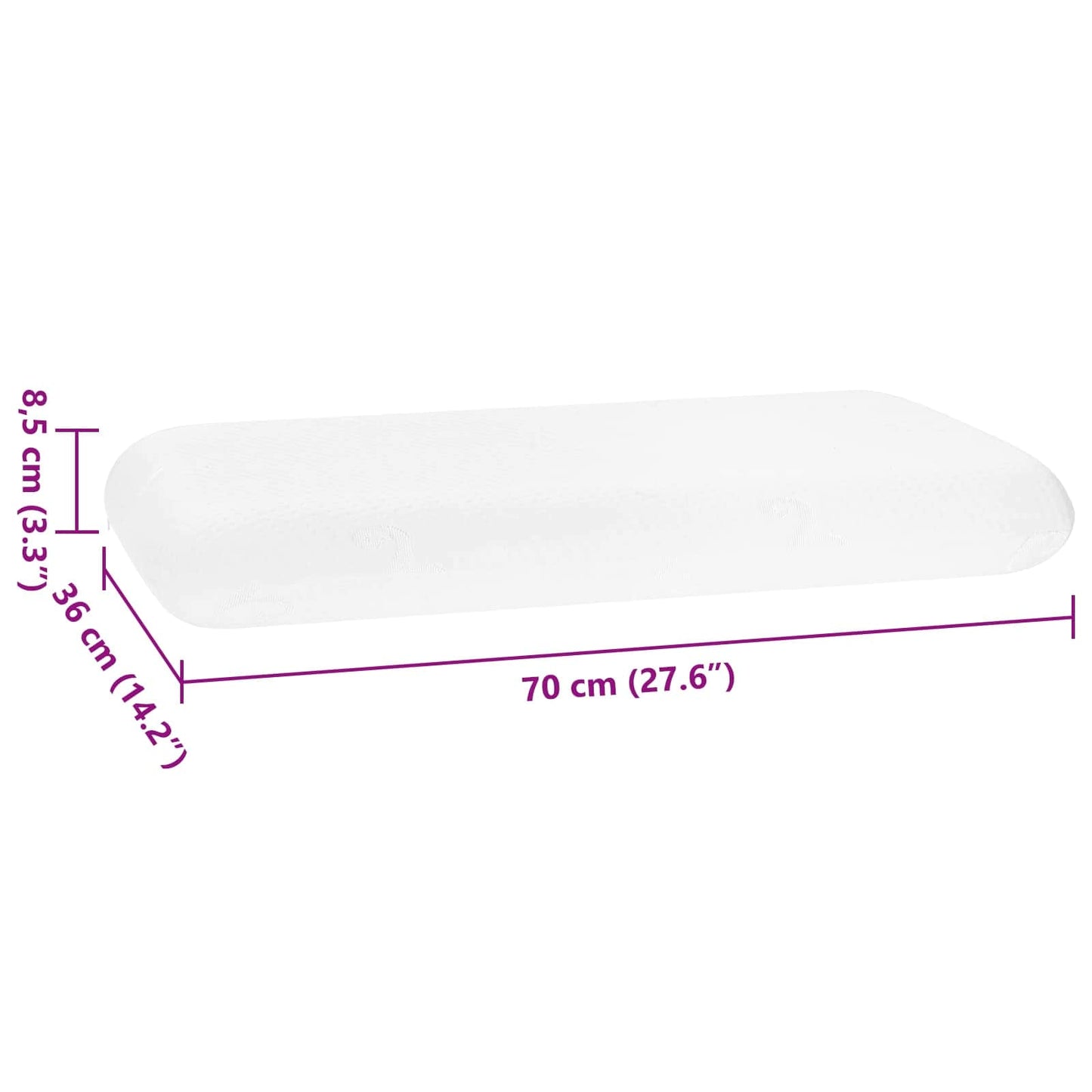 vidaXL Μαξιλάρι Ύπνου 70 x 36 x 8,5 εκ Μεσαίο Αφρός Μνήμης Λευκό