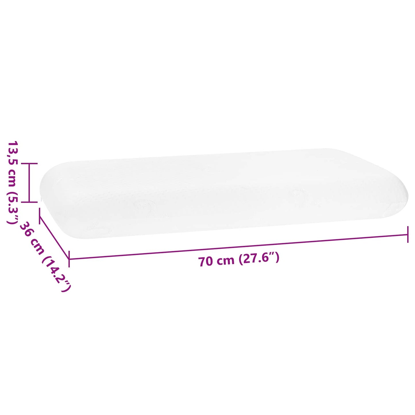 vidaXL Μαξιλάρι Ύπνου 70 x 36 x 13,5 εκ Μεσαίο Αφρός Μνήμης Λευκό