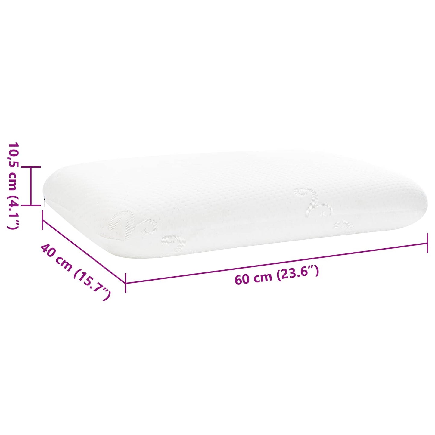 vidaXL Μαξιλάρι Ύπνου 60 x 40 x 10,5 εκ Μεσαίο Αφρός Μνήμης Λευκό