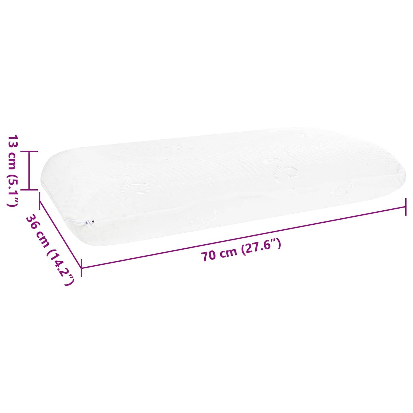 vidaXL Μαξιλάρι Ύπνου 70 x 36 x 13 εκ Μεσαίο Τζελ Μνήμης Φόρμα Λευκό