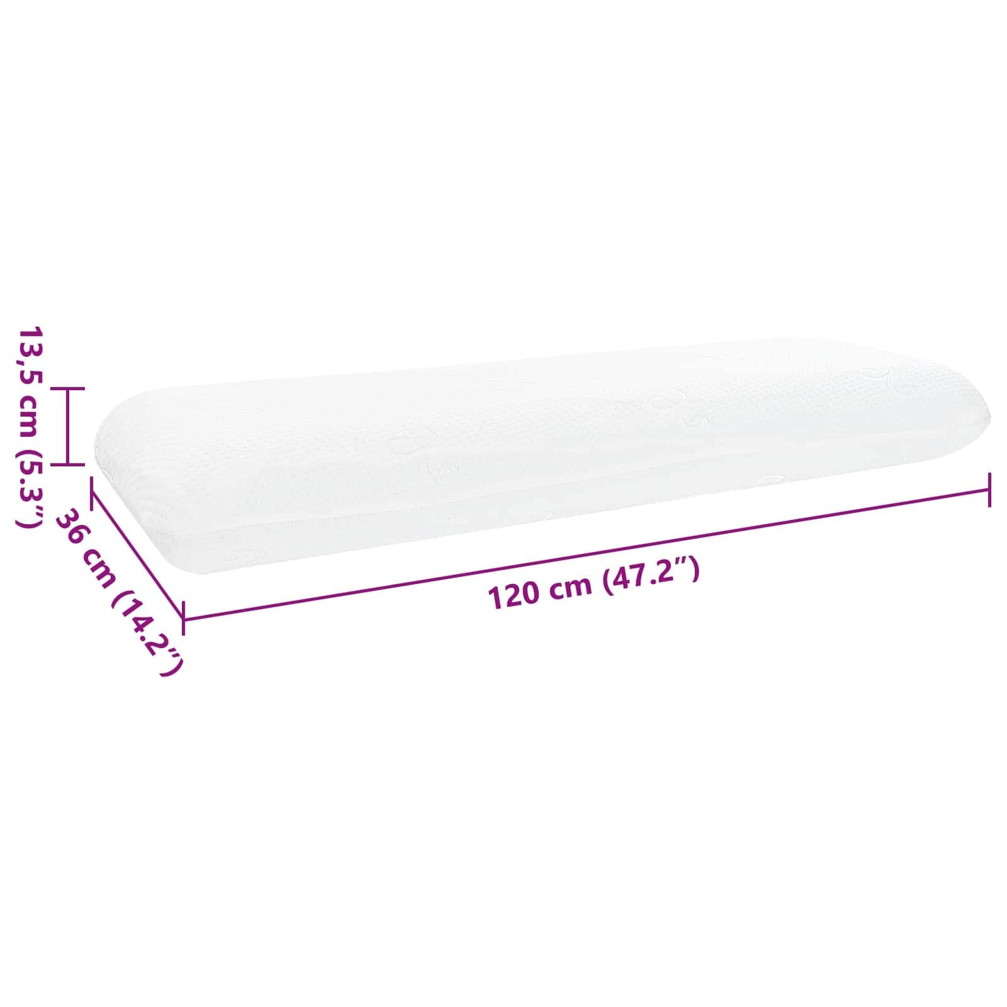 vidaXL Μαξιλάρι Ύπνου 120 x 36 x 13 εκ Μεσαίο Τζελ Μνήμης Φόρμα Λευκό