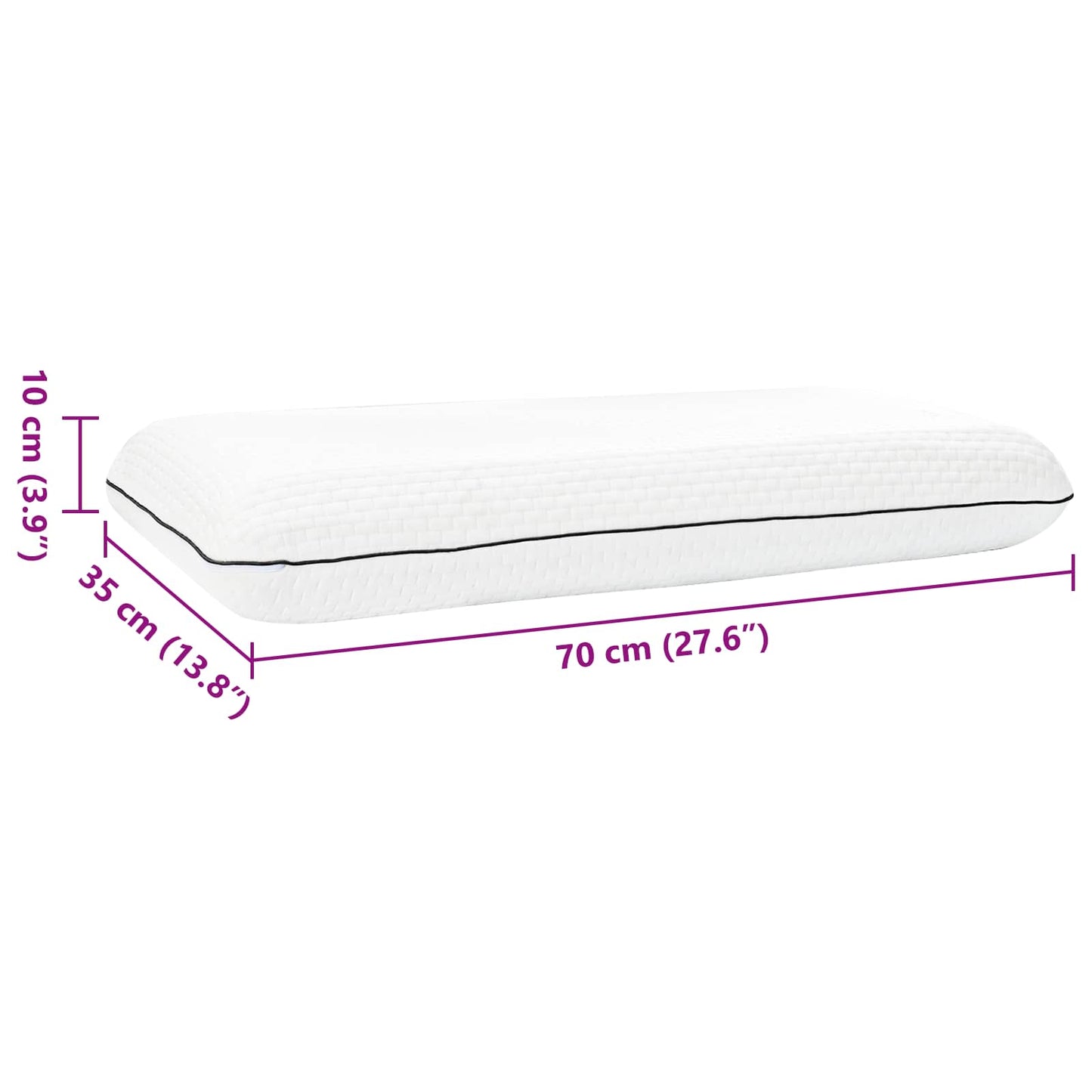 vidaXL Μαξιλάρι Ύπνου 70 x 35 x 10 εκ Μεσαίο Τζελ Αφρός Λευκό