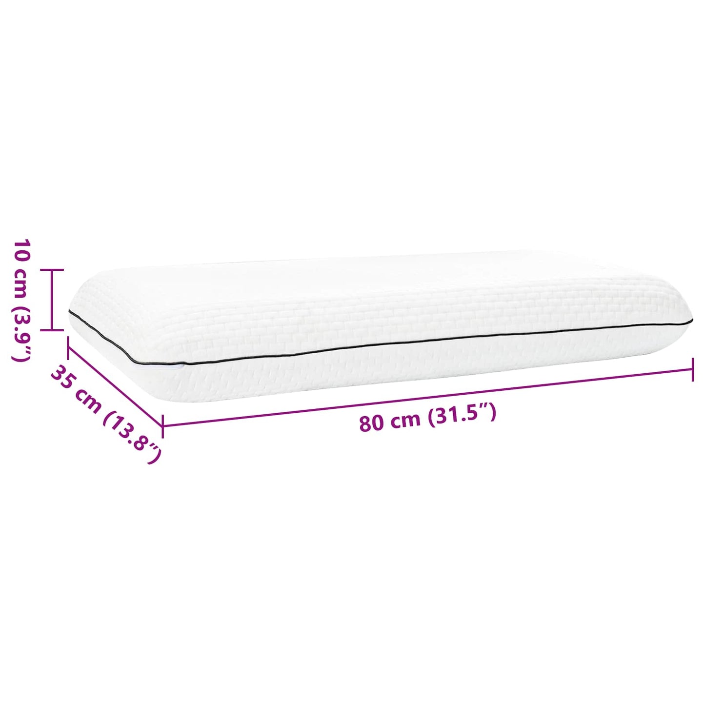 vidaXL Μαξιλάρι Ύπνου 80 x 35 x 10 εκ Μεσαίο Τζελ Αφρός Λευκό