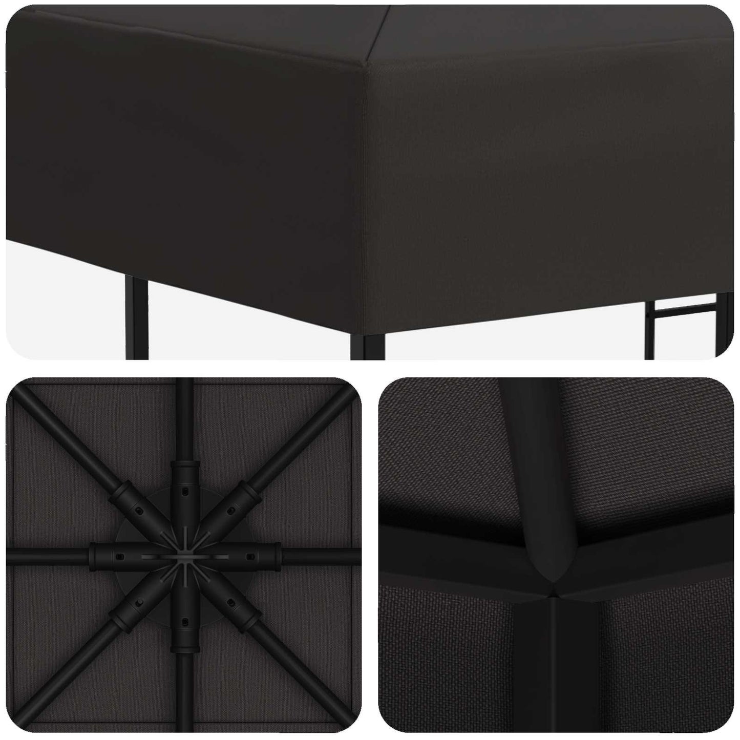 vidaXL Κιόσκι 3 x 3 m Ανθρακί Πολυεστέρας και Χάλυβας 190 gsm