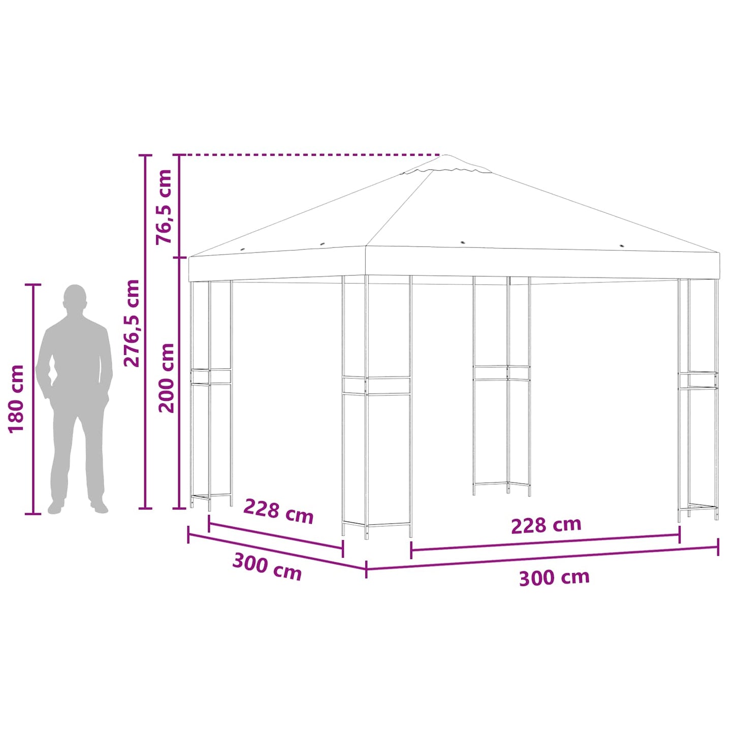 vidaXL Κιόσκι 3 x 3 m Πράσινο Πολυεστέρας και Χάλυβας 190 gsm