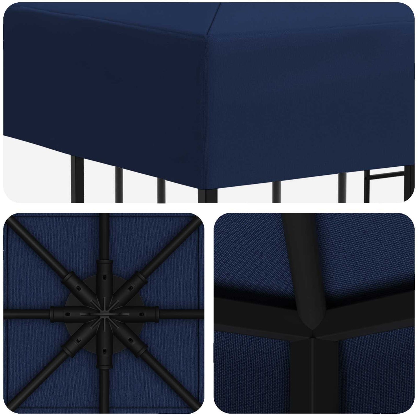 vidaXL Κιόσκι 3 x 3 m Μπλε Πολυεστέρας και Χάλυβας 190 gsm