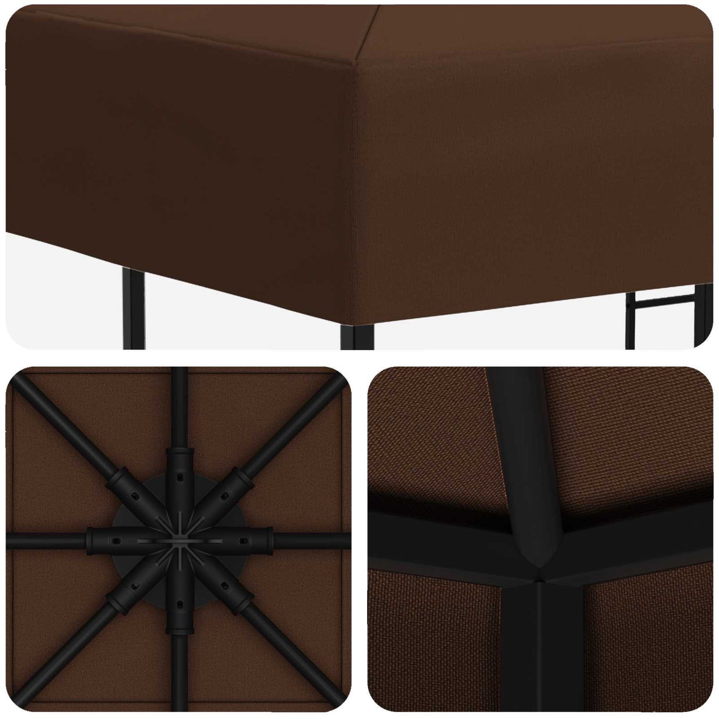 vidaXL Κιόσκι 3 x 3 m Καφέ Πολυεστέρας και Χάλυβας 190 gsm