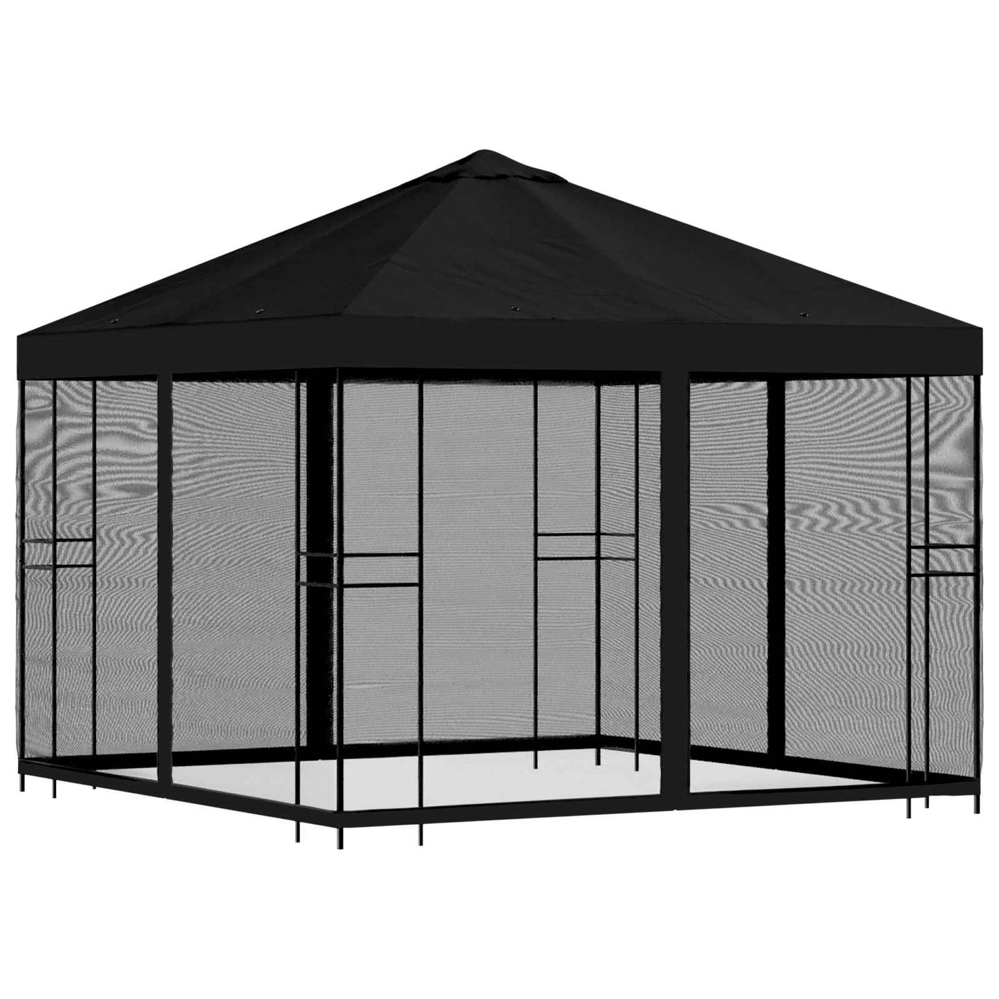 vidaXL Κήπος Γκαζebo με Πλευρικά Τοίχους 3 x 3 m Μαύρο