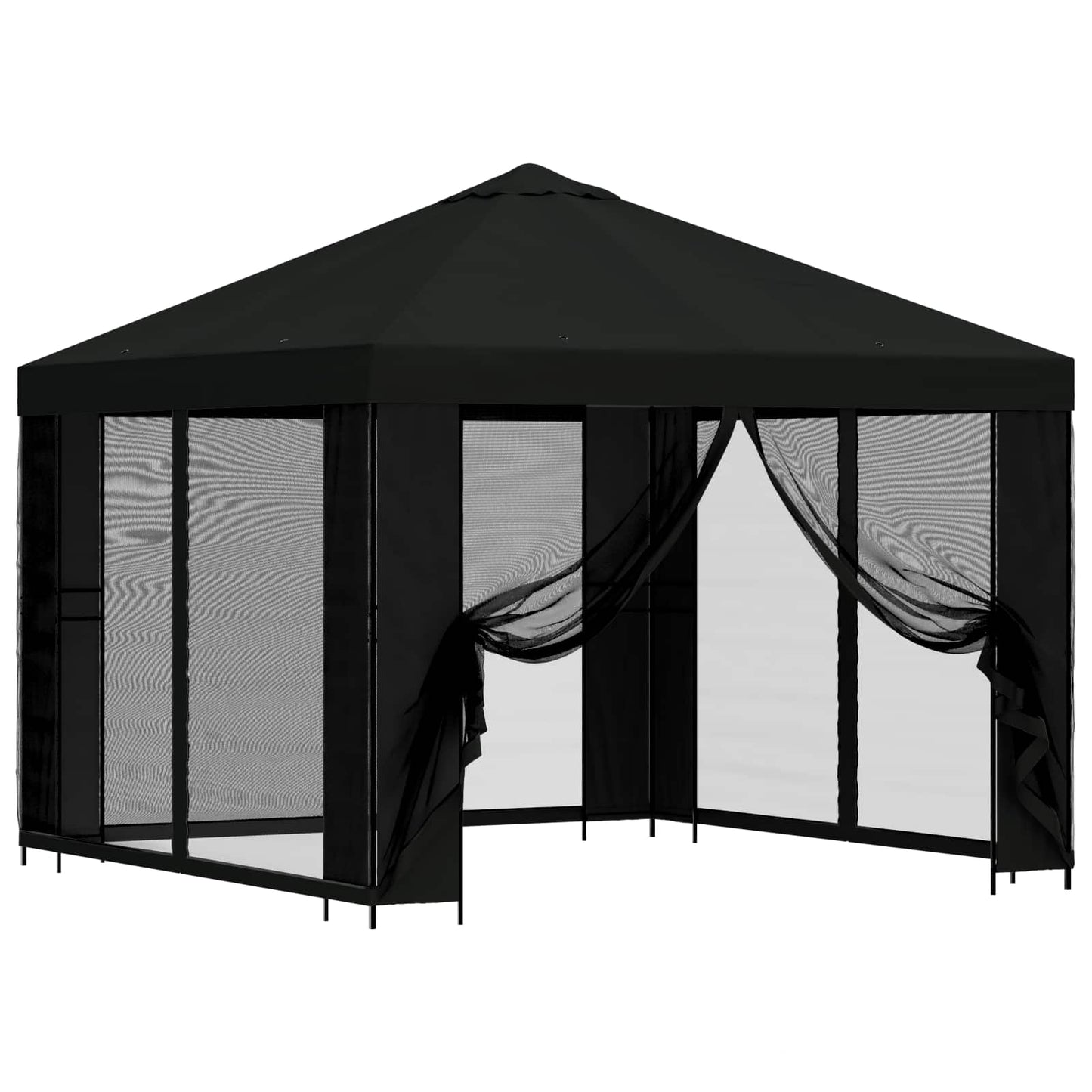 vidaXL Κήπος Γκαζebo με Πλευρικά Τοίχους 3 x 3 m Μαύρο