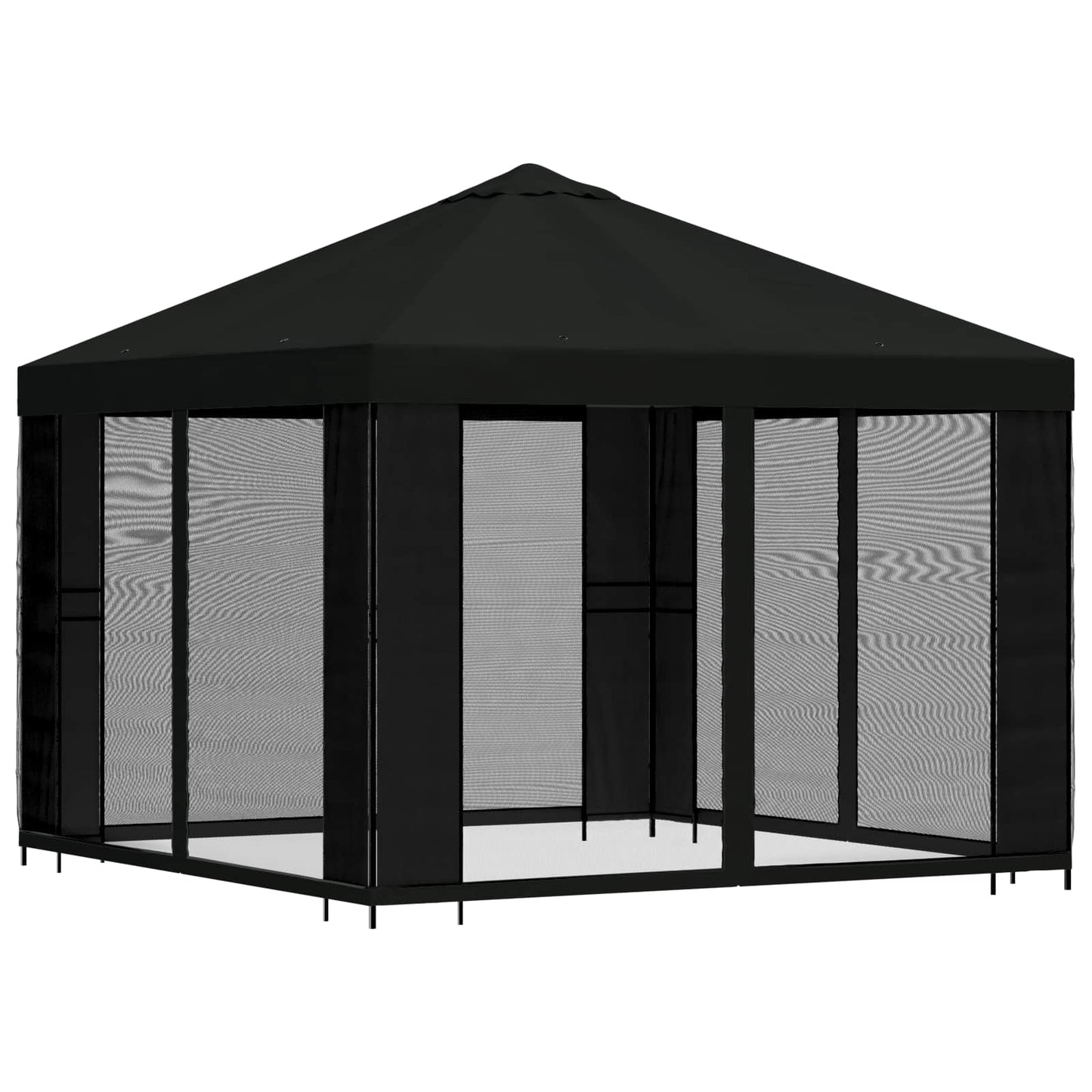 vidaXL Κήπος Γκαζebo με Πλευρικά Τοίχους 3 x 3 m Μαύρο