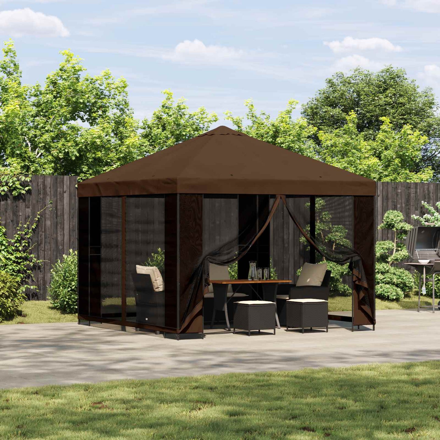 vidaXL Κήπος Γκαζebo με Πλευρικά Τοίχους 3 x 3 m Καφέ