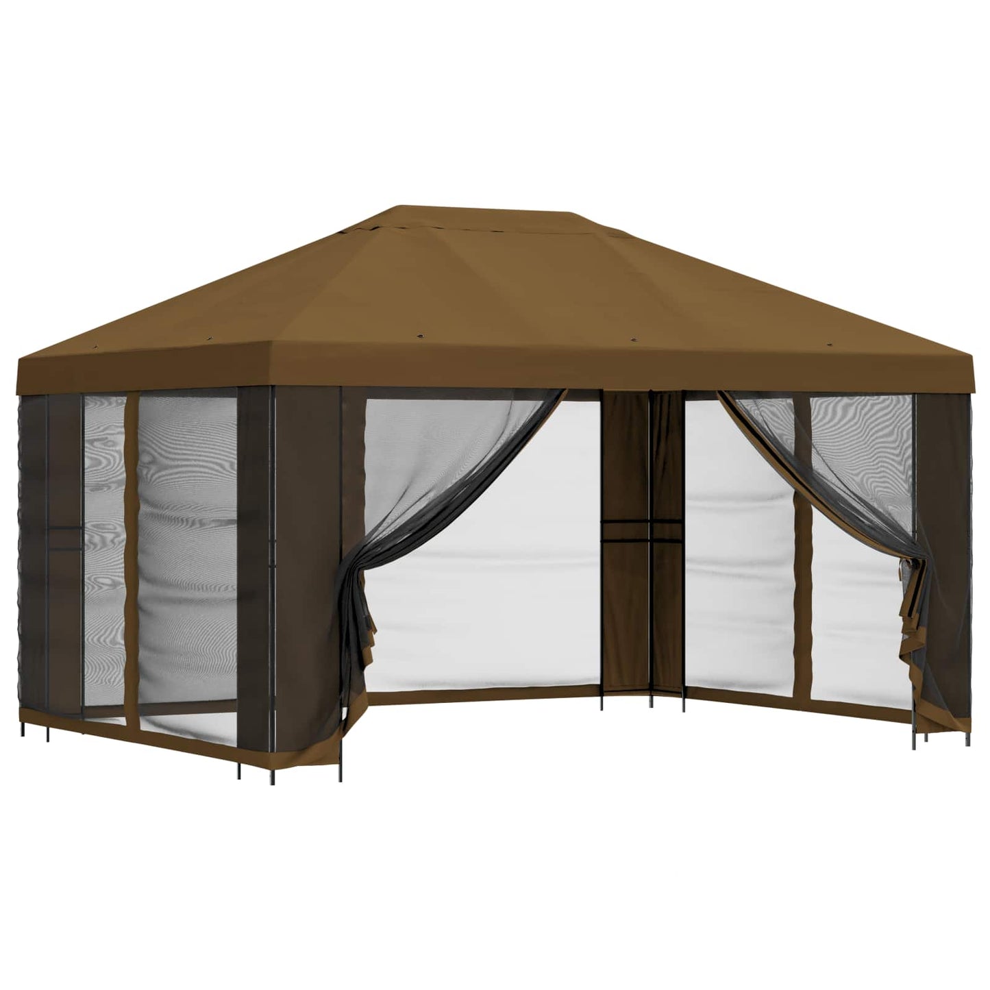 vidaXL Κήπος Γκαζebo με Πλευρικά Τοίχους 4 x 3 μ Taupe