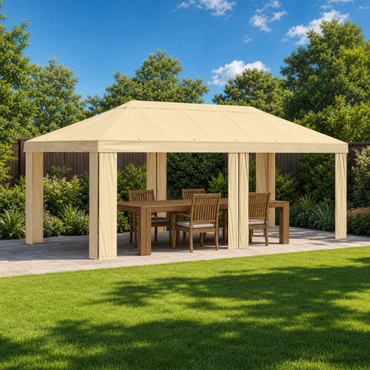 vidaXL Κάλυμμα Γκαζebo 6 x 3 m Κρεμ Πολυεστέρας 190 gsm
