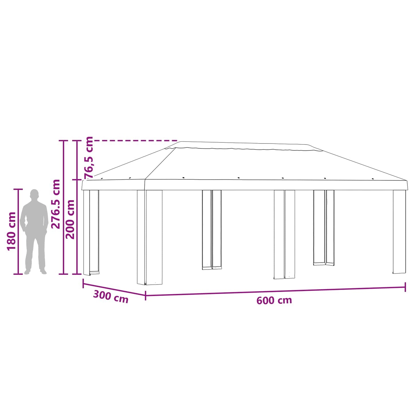 vidaXL Κάλυμμα Γκαζebo 6 x 3 m Κρεμ Πολυεστέρας 190 gsm