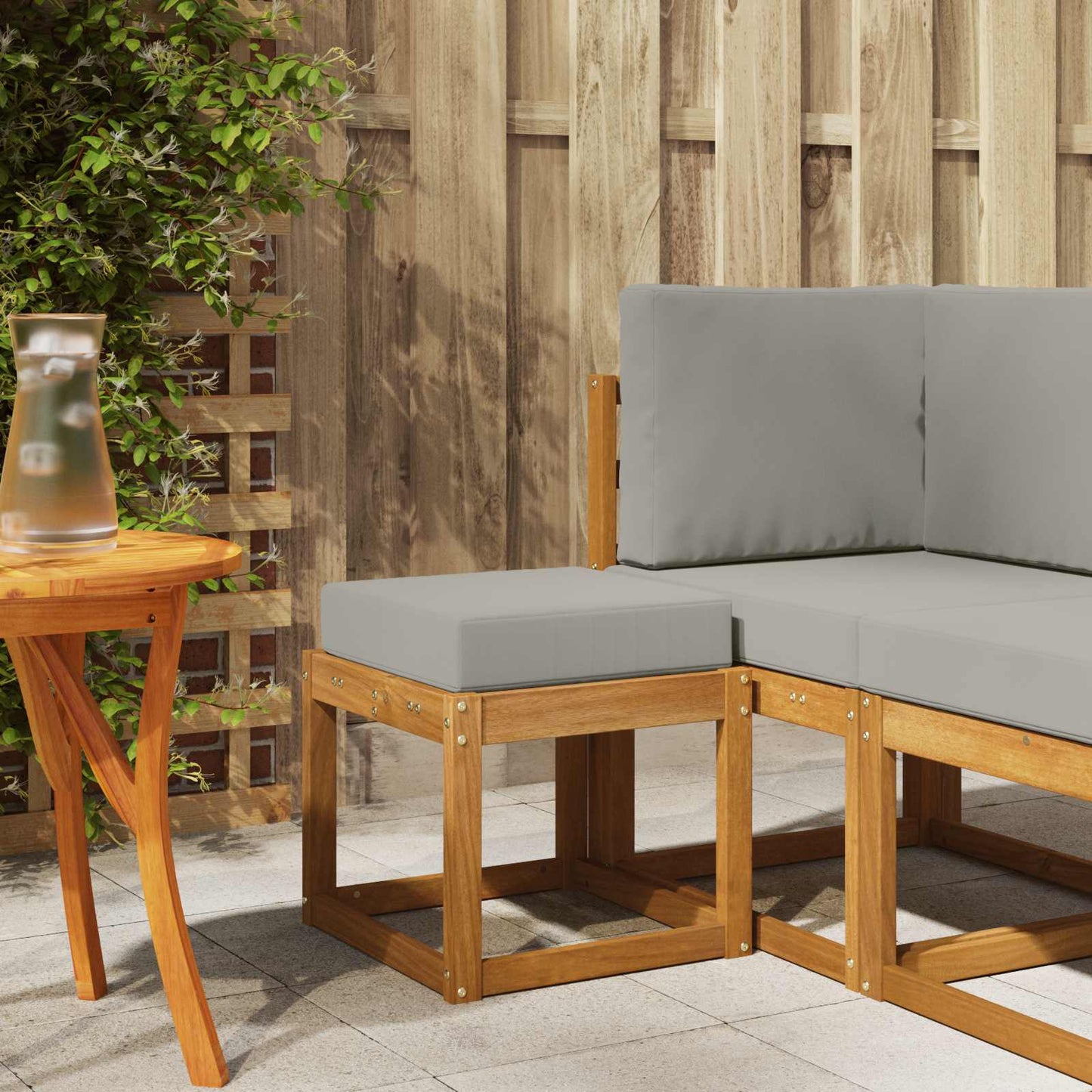 vidaXL Πάγκος Σκαμπό Φυσικό και Ανοιχτό Γκρι 43 x 43 x 37 εκ
