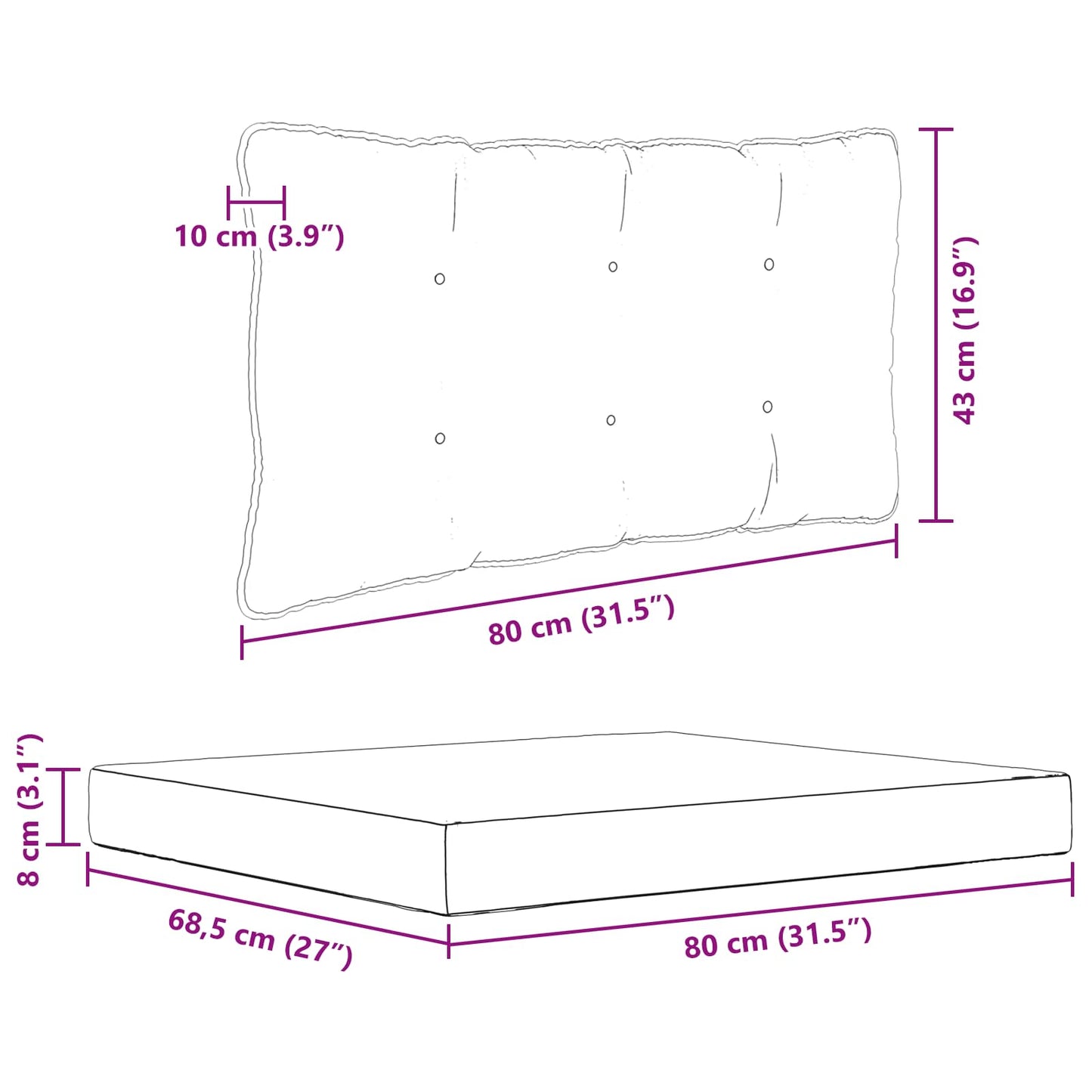 vidaXL Μαξιλάρι Καναπέ Εξωτερικού Χώρου 2 pcs Μπορντό Πολυεστέρας